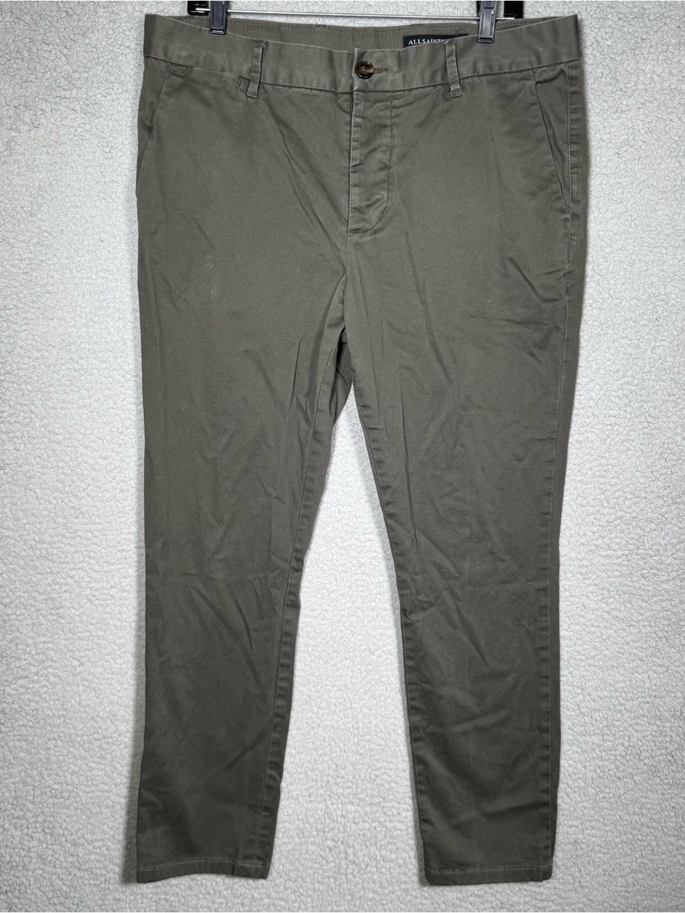 AllSaints Pants Mens Size 34 Black Felix Chino Slim Straight Leg Button Fly
